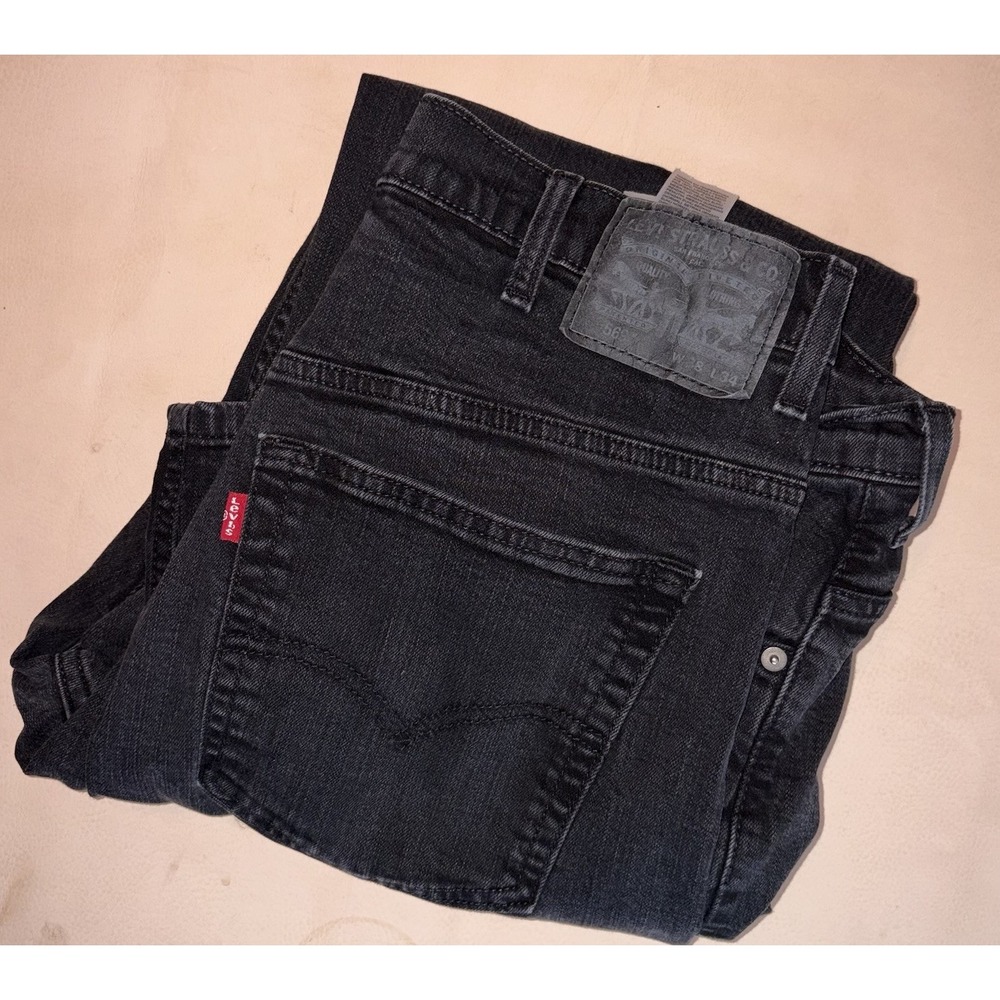 Levi's 569 Jeans Mens 38x34 (31) Denim Black Dark Wash Loose Straight Stretch